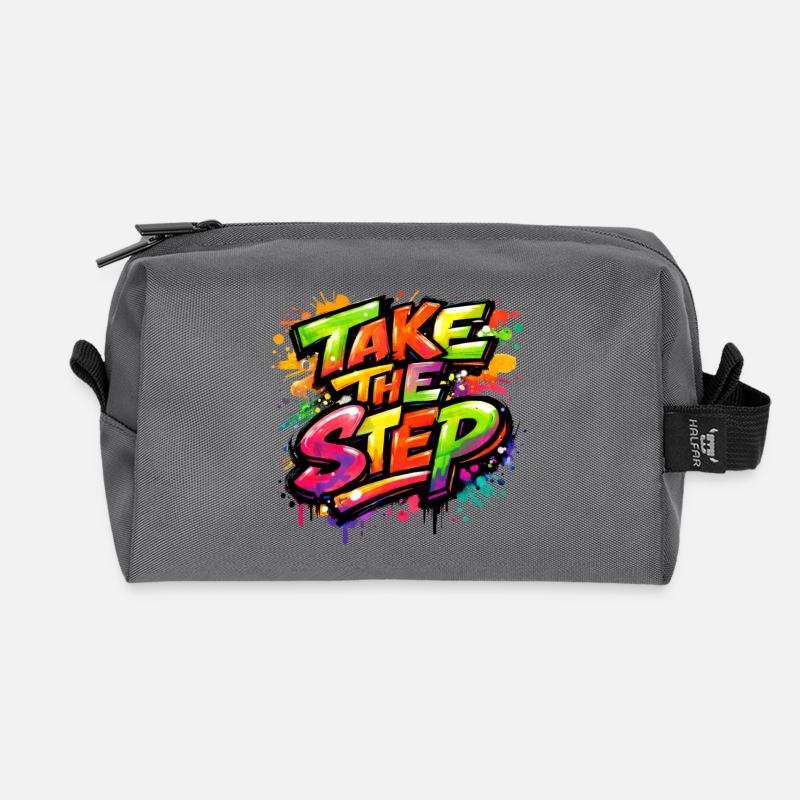 Take_the_Step - Recycled Toiletry Zip Bag - anthracite