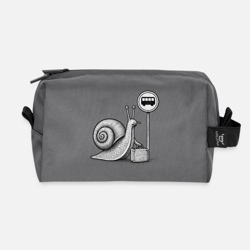 A Snail on Its Way - Recycled Toiletry Zip Bag - anthracite