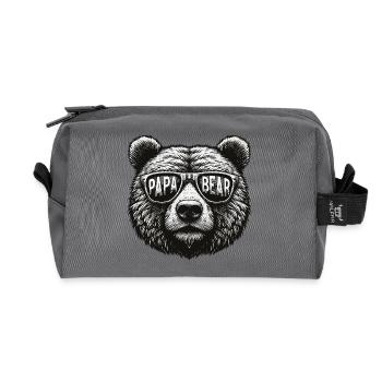Papa Ours - Fête des Pères Papa Père Ours - Trousse de toilette en tissu recyclé - anthracite - Devant