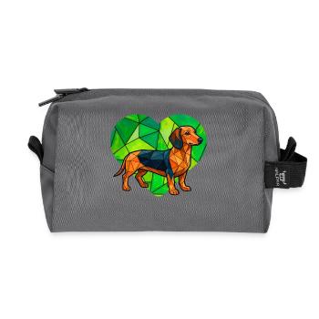 Kubistisches Dackel Herz Geometrische Wursthundekunst - Recycelte Kulturtasche - Anthrazit - Vorne