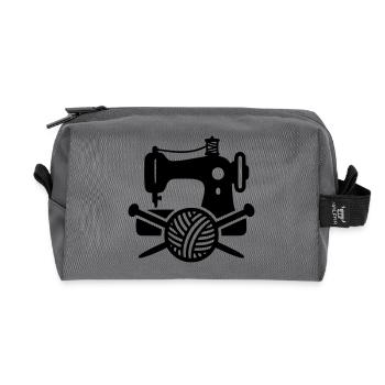 Machine à coudre Laine tricot Couture fait main - Trousse de toilette en tissu recyclé - anthracite - Devant
