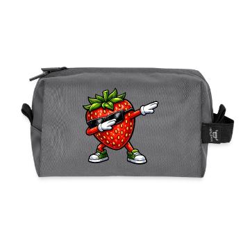 Tamponnement de fraise - Trousse de toilette en tissu recyclé - anthracite - Devant