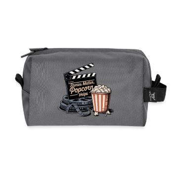 Stories Matter, Popcorn Helps - Recycelte Kulturtasche - Anthrazit - Vorne