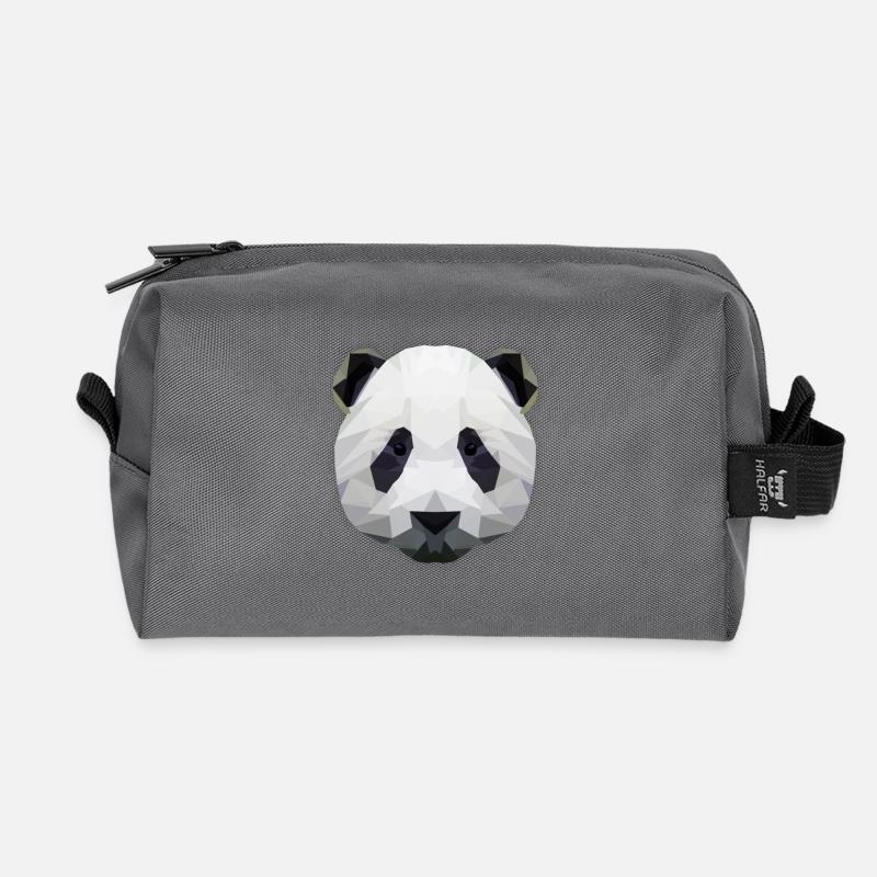 Low Poly Panda - Recycelte Kulturtasche - Anthrazit