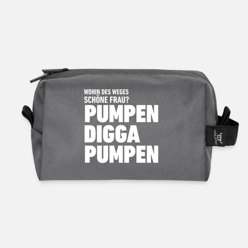 Pumpen Digga, Pumpen! for girls :-) - Recycelte Kulturtasche - Anthrazit