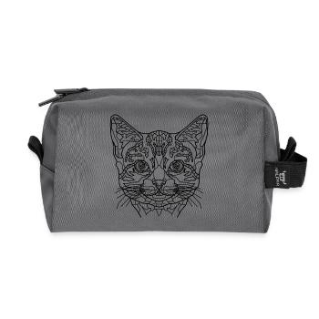 Katze Line Art - Recycelte Kulturtasche - Anthrazit - Vorne