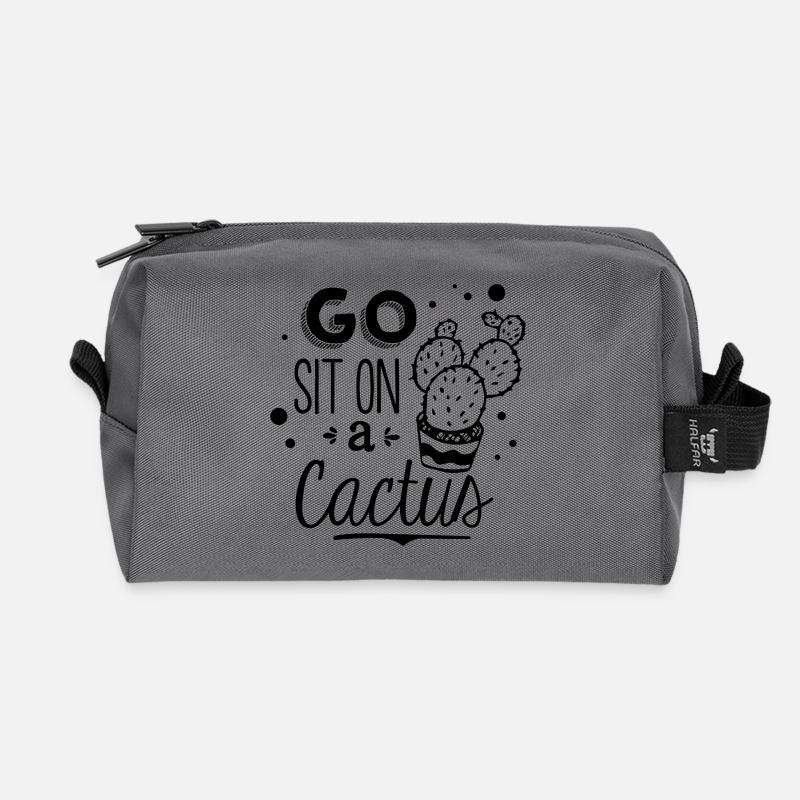 Cactus Funny saying - Recycled Toiletry Zip Bag - anthracite