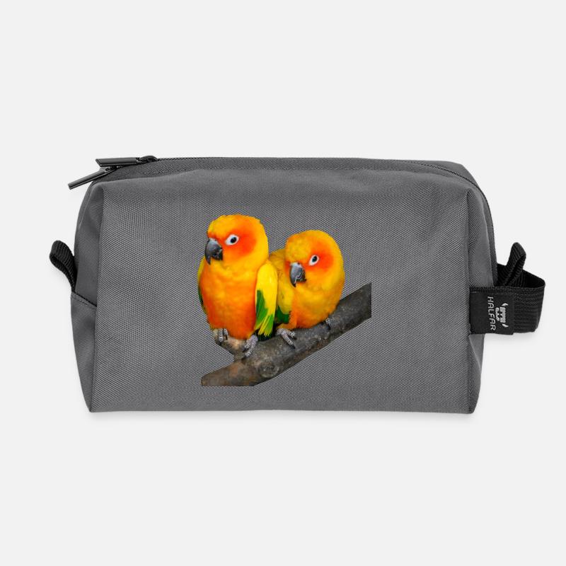 birds - Recycled Toiletry Zip Bag - anthracite