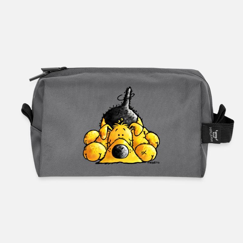 Lustiger Airedale Terrier - Hund - Cartoon - Recycelte Kulturtasche - Anthrazit