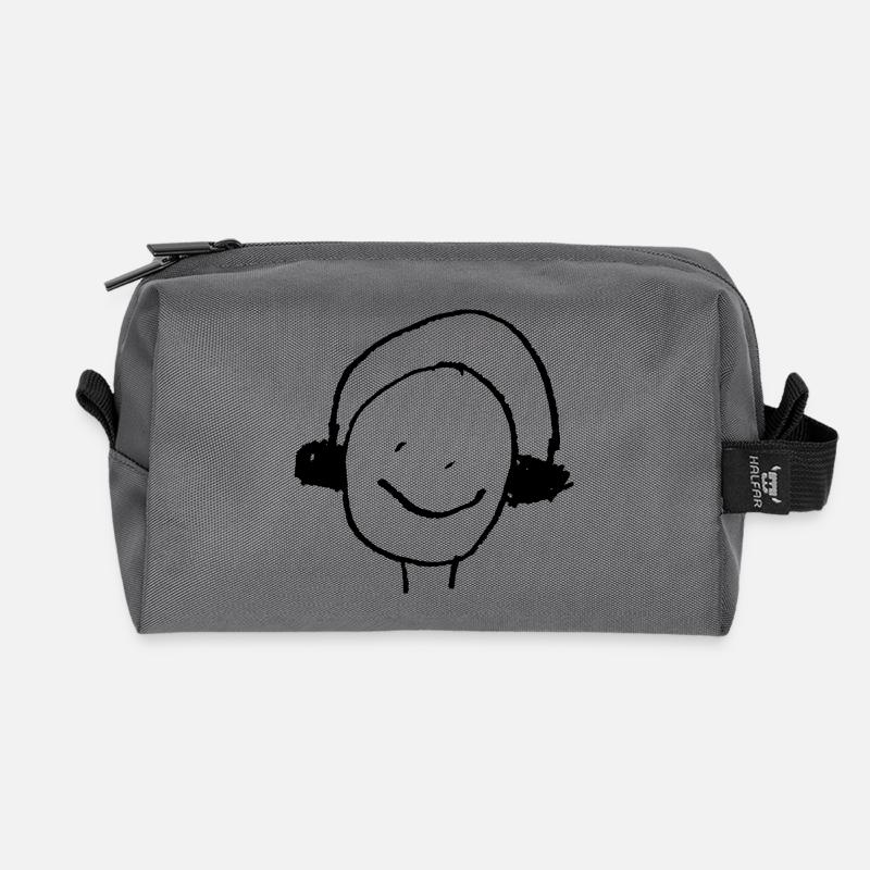 Kopfhörer oder Ohrenwärmer Kinderzeichnung DJ - Recycelte Kulturtasche - Anthrazit