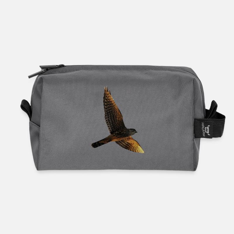 Falke fliegt. Greifvogel - Recycelte Kulturtasche - Anthrazit