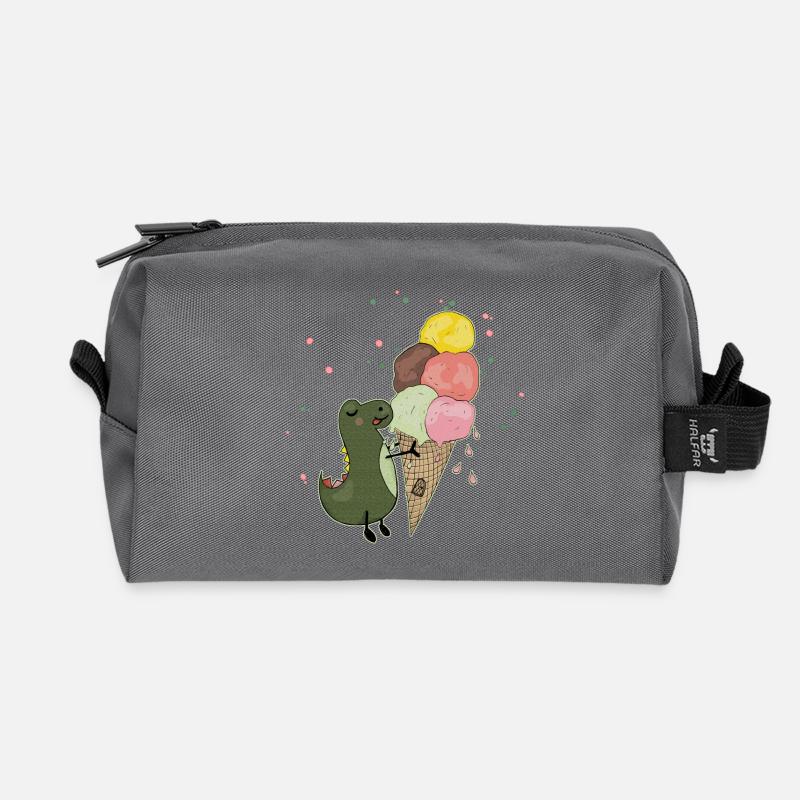 Dino mit Eis - Recycelte Kulturtasche - Anthrazit