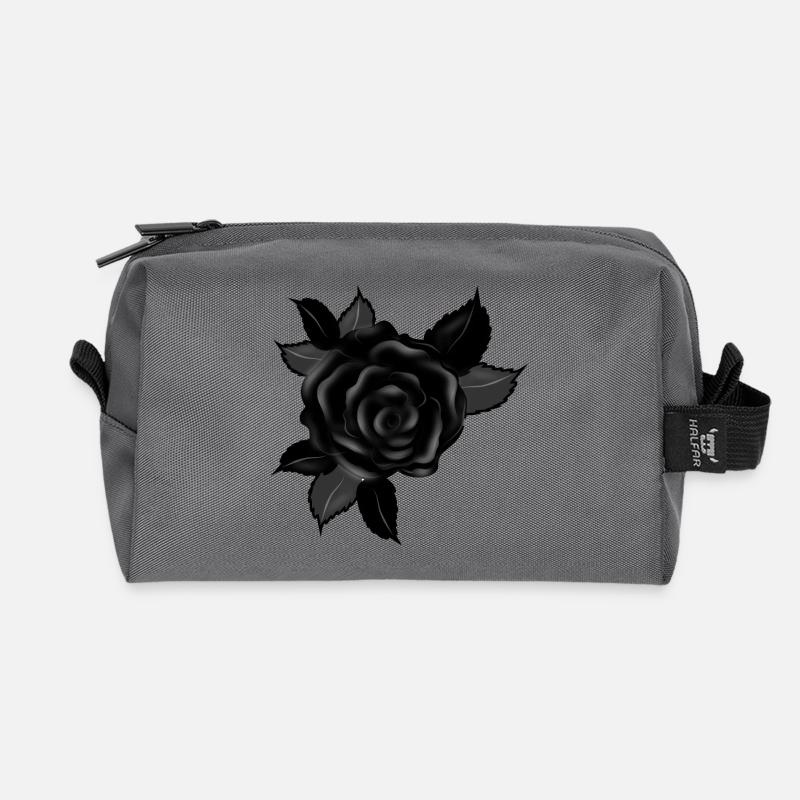 schwarze Gothic Rose - Recycelte Kulturtasche - Anthrazit