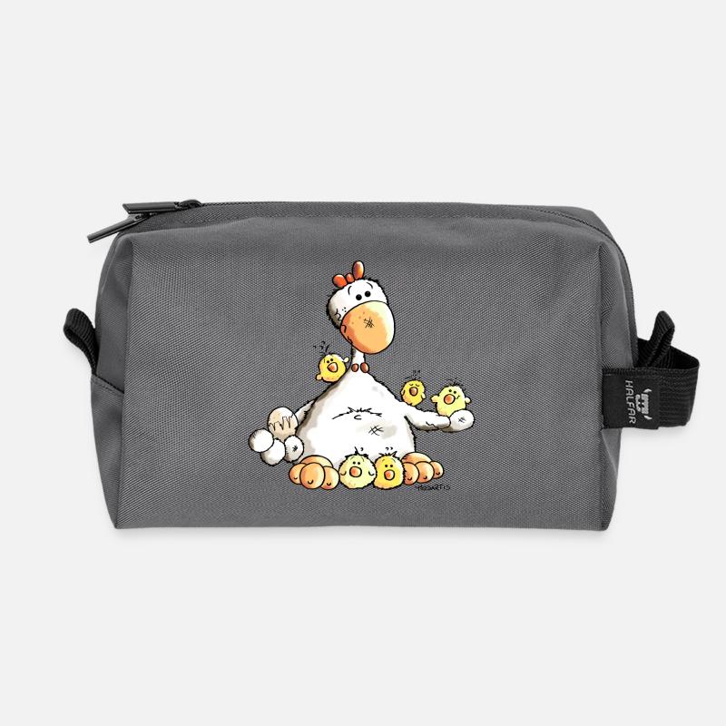 Glückliches Huhn - Recycelte Kulturtasche - Anthrazit