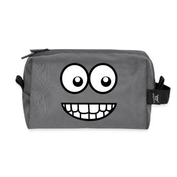 Funny Comic Face (Crazy & Cool) - Smiley - Recycled Toiletry Zip Bag - anthracite - Front