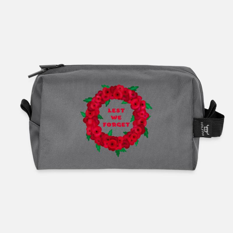 Rememberance Poppies / Lest We Forget Poppies - Recycled Toiletry Zip Bag - anthracite