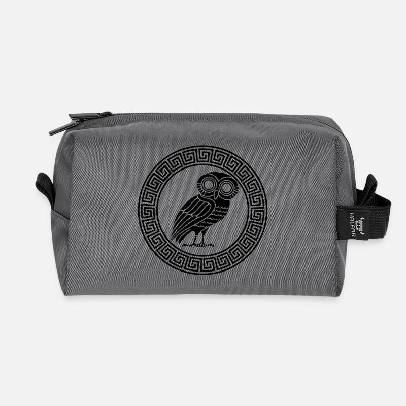 Griechisches Symbol der schwarzen Eule - Recycelte Kulturtasche - Anthrazit