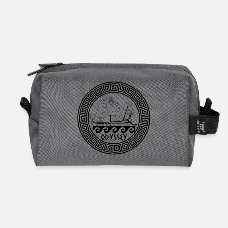 Symbol für ein schwarzes griechisches Schiff - Recycelte Kulturtasche - Anthrazit