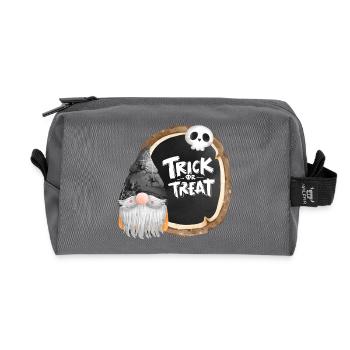 Halloween, Süßes oder Saures, Gnom - Recycelte Kulturtasche - Anthrazit - Vorne