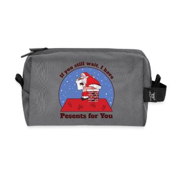 Weihnachtsmann beim Kacken - Recycelte Kulturtasche - Anthrazit - Vorne