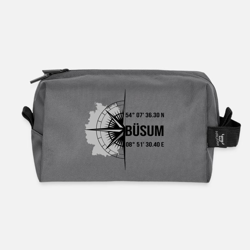 Koordinaten Büsum - Recycelte Kulturtasche - Anthrazit