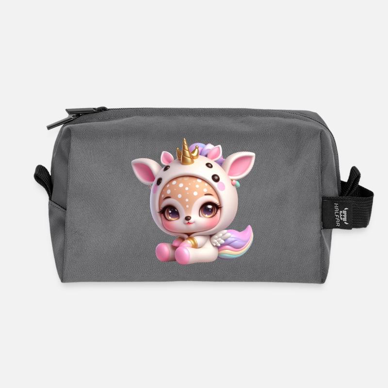 Pastellunicorn mit Flügeln - Recycelte Kulturtasche - Anthrazit