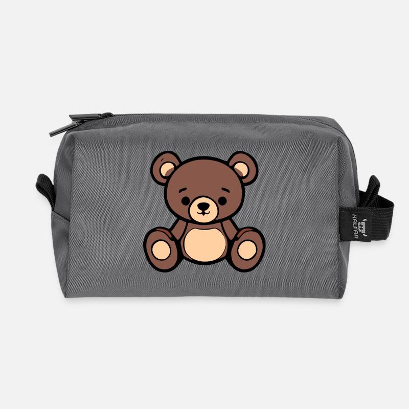 Kuschelbär Illustration - Recycelte Kulturtasche - Anthrazit