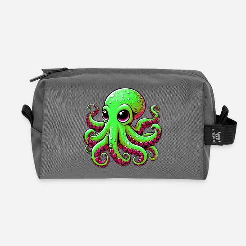 Krake - Recycelte Kulturtasche - Anthrazit