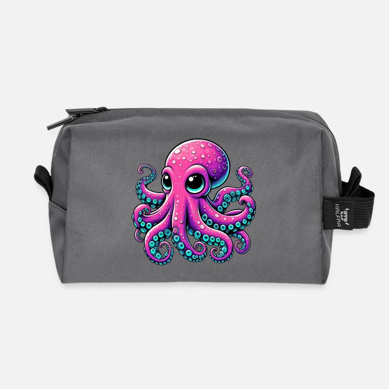 Krake - Recycelte Kulturtasche - Anthrazit