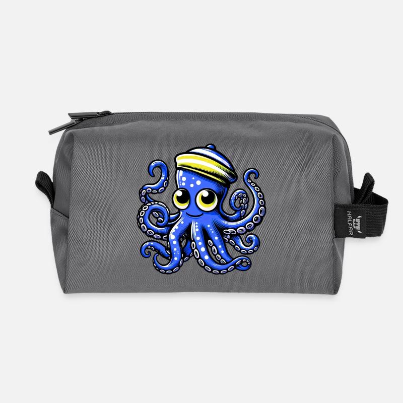 Krake - Recycelte Kulturtasche - Anthrazit