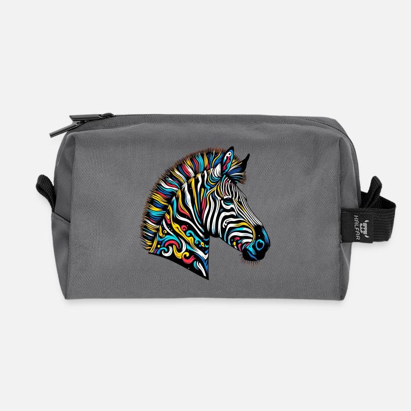 Zebra - Recycelte Kulturtasche - Anthrazit