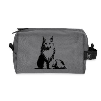 Maine Coon Cat - Recycled Toiletry Zip Bag - anthracite - Front