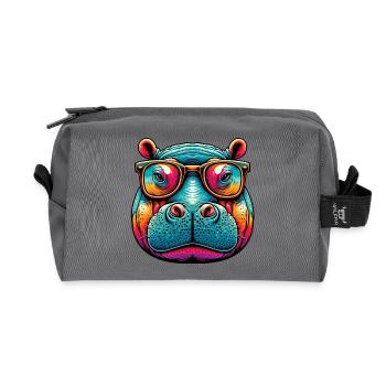 Hippopotamus - Recycled Toiletry Zip Bag - anthracite - Front