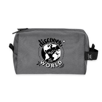 Discover all the world - Trousse de toilette en tissu recyclé - anthracite - Devant