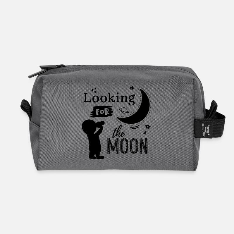 Looking for the moon - Recycled Toiletry Zip Bag - anthracite