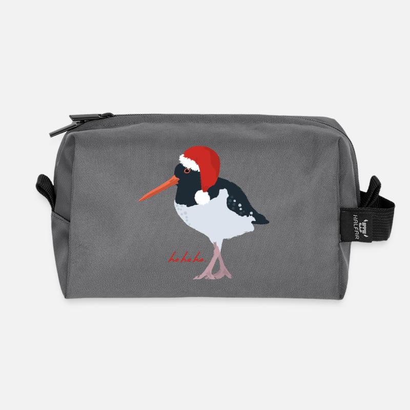 Austernfischer mit Weihnachtsmütze - Recycelte Kulturtasche - Anthrazit