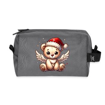 Teddybär Engel-süßer Begleiter der Weihnachtszeit - Recycelte Kulturtasche - Anthrazit - Vorne