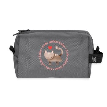 L’amour protège la vie – chat - Trousse de toilette en tissu recyclé - anthracite - Devant