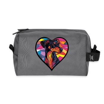Doberman Hund Herz Love - Recycelte Kulturtasche - Anthrazit - Vorne