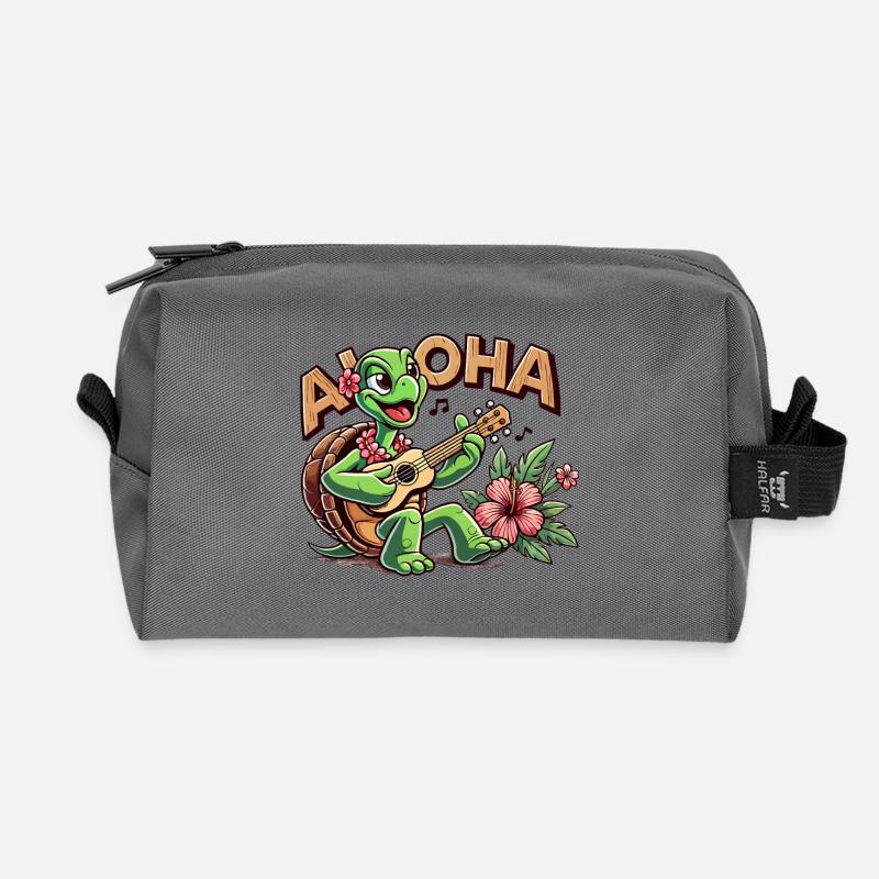 Aloha Schildkröte Ukulele Hawaii Hibiskus Geschenk - Recycelte Kulturtasche - Anthrazit