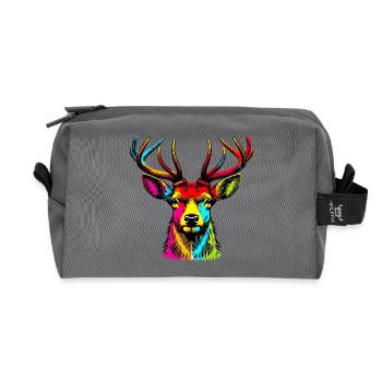 Deer - Recycled Toiletry Zip Bag - anthracite - Front