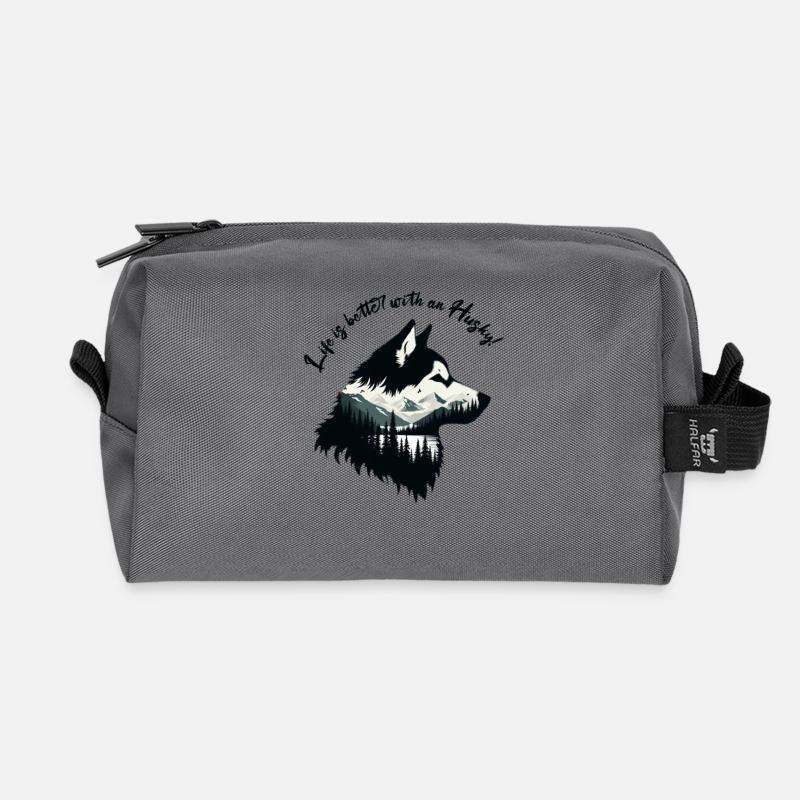 Schlittenhund - Recycelte Kulturtasche - Anthrazit