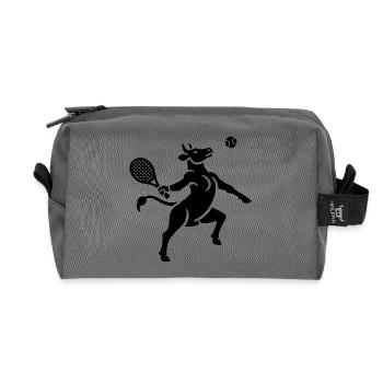 Cow Tennis Tennis Ball Balancing Horn Silhouette - Recycled Toiletry Zip Bag - anthracite - Front