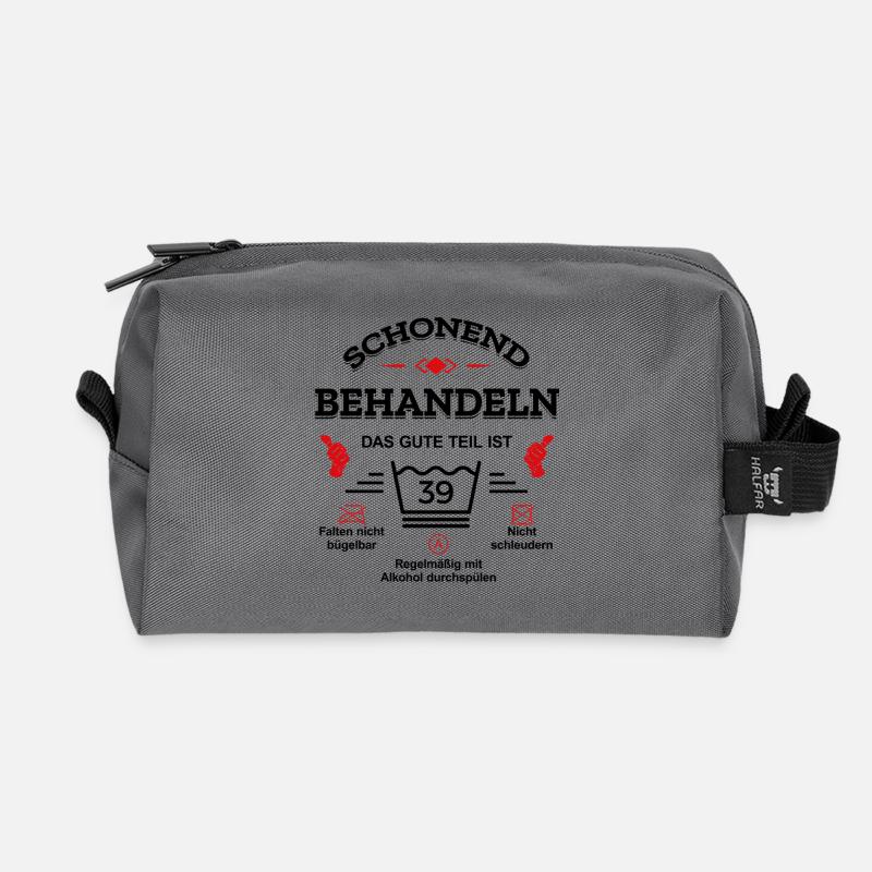 HANDLE MIT SORGFALT – 39 JAHRE PERFEKTION - Recycelte Kulturtasche - Anthrazit