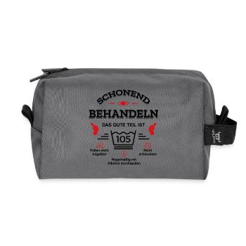 HANDLE MIT SORGFALT – 105 JAHRE PERFEKTION - Recycelte Kulturtasche - Anthrazit - Vorne