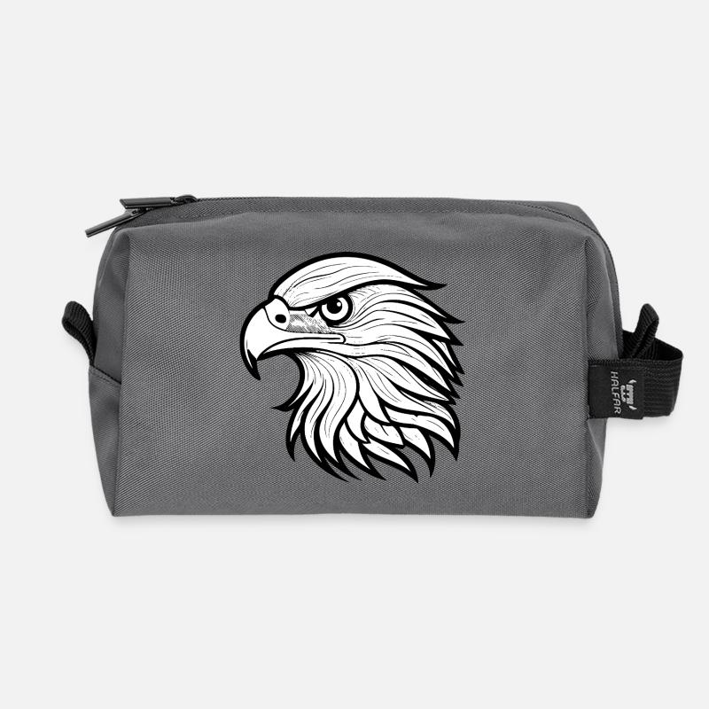 Stylish Eagle Head Illustration - Recycled Toiletry Zip Bag - anthracite