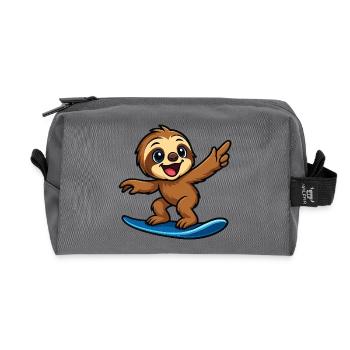 Tenue de plage cool Sloth Surfer pour enfants - Trousse de toilette en tissu recyclé - anthracite - Devant