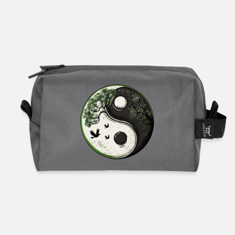 Yin and Yang Nature Version :) - Recycled Toiletry Zip Bag - anthracite