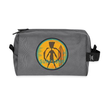 Surfer Art Silhouette with Surfboard - Recycled Toiletry Zip Bag - anthracite - Front