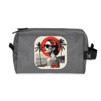 T-shirt rétro fille à la plage - Trousse de toilette en tissu recyclé - anthracite - Devant